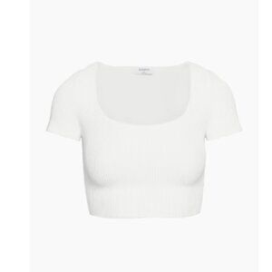 Aritzia Babaton Sculpt Knit Squareneck Top (White, Med)